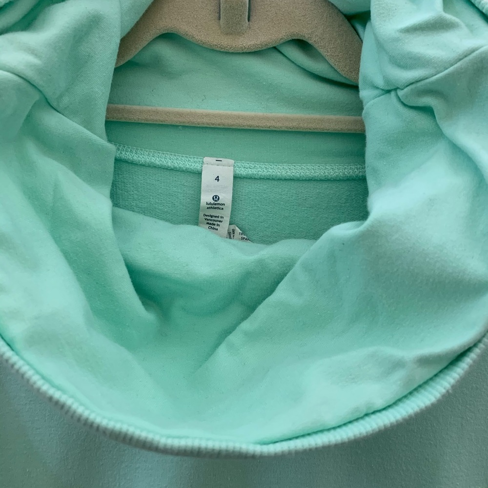 Lululemon Rest Day Pullover Sweatshirt Cowl Neck in Fresh Teal Mint - Picture 4 of 5